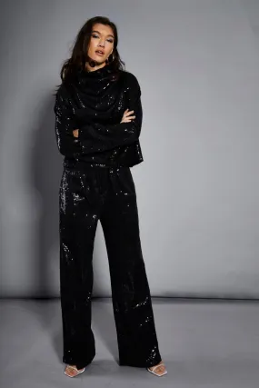 Glamorous Studio Black Sequin Trousers