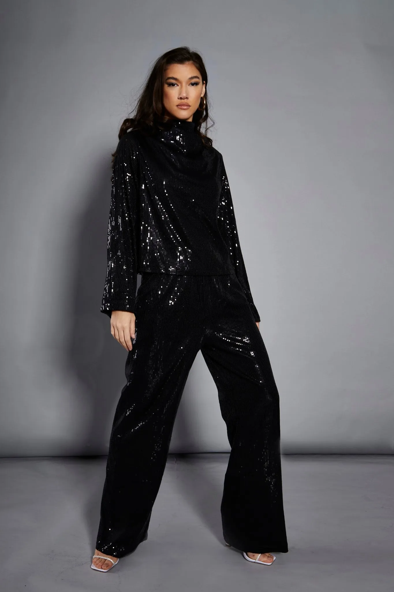 Glamorous Studio Black Sequin Trousers