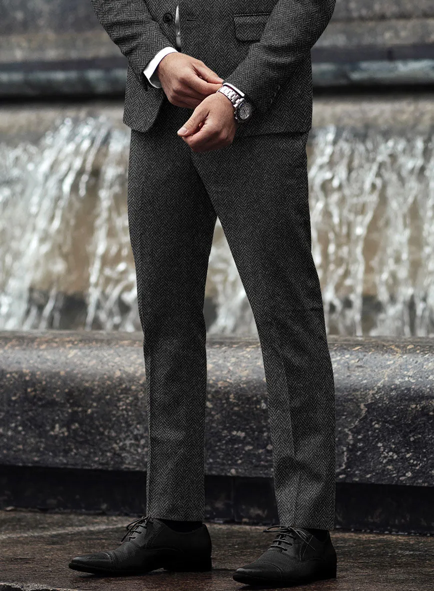 Harris Tweed Charcoal Herringbone Pants