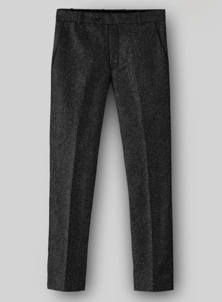 Harris Tweed Charcoal Herringbone Pants