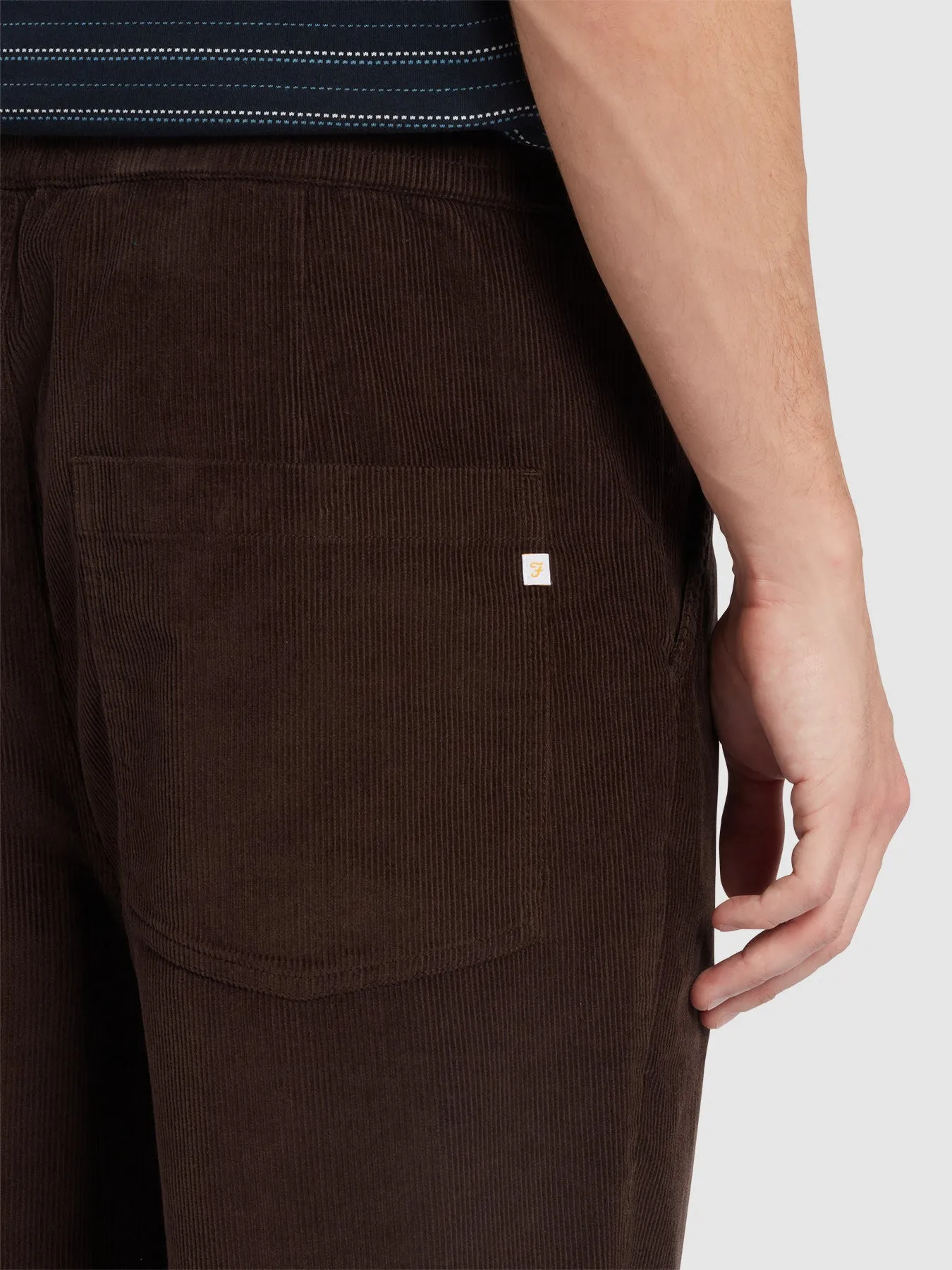 Hawtin Relaxed Tapered Fit Cord Drawstring Trousers In Farah Chocolate