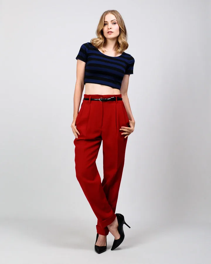 Henri Bendel Red Wool Trousers