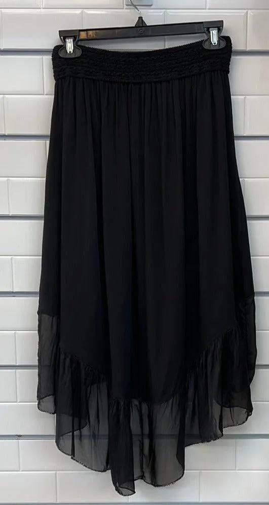 Hi-Low Silk Skirt with lurex Trim