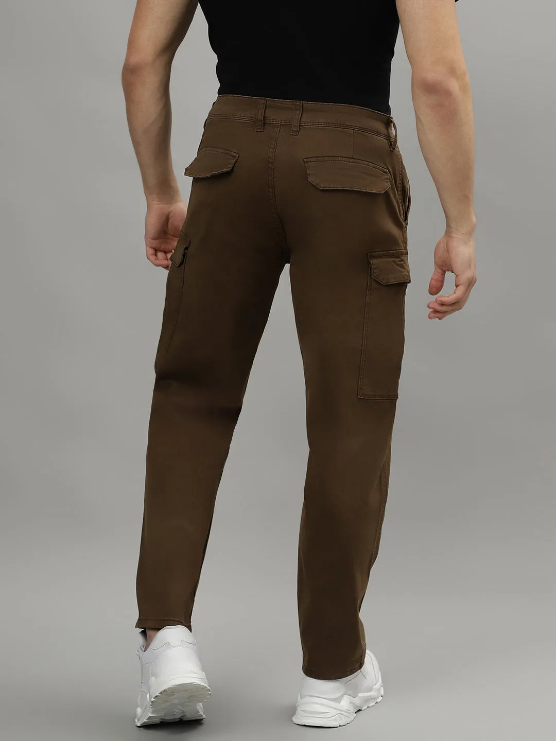 Iconic Men Solid Mid-rise Regular Fit Cargo Trousers