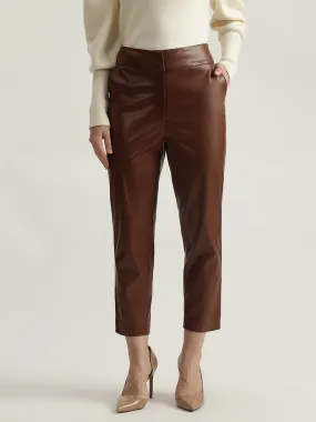 Iconic Women Solid High-Rise Flat-Front Trouser