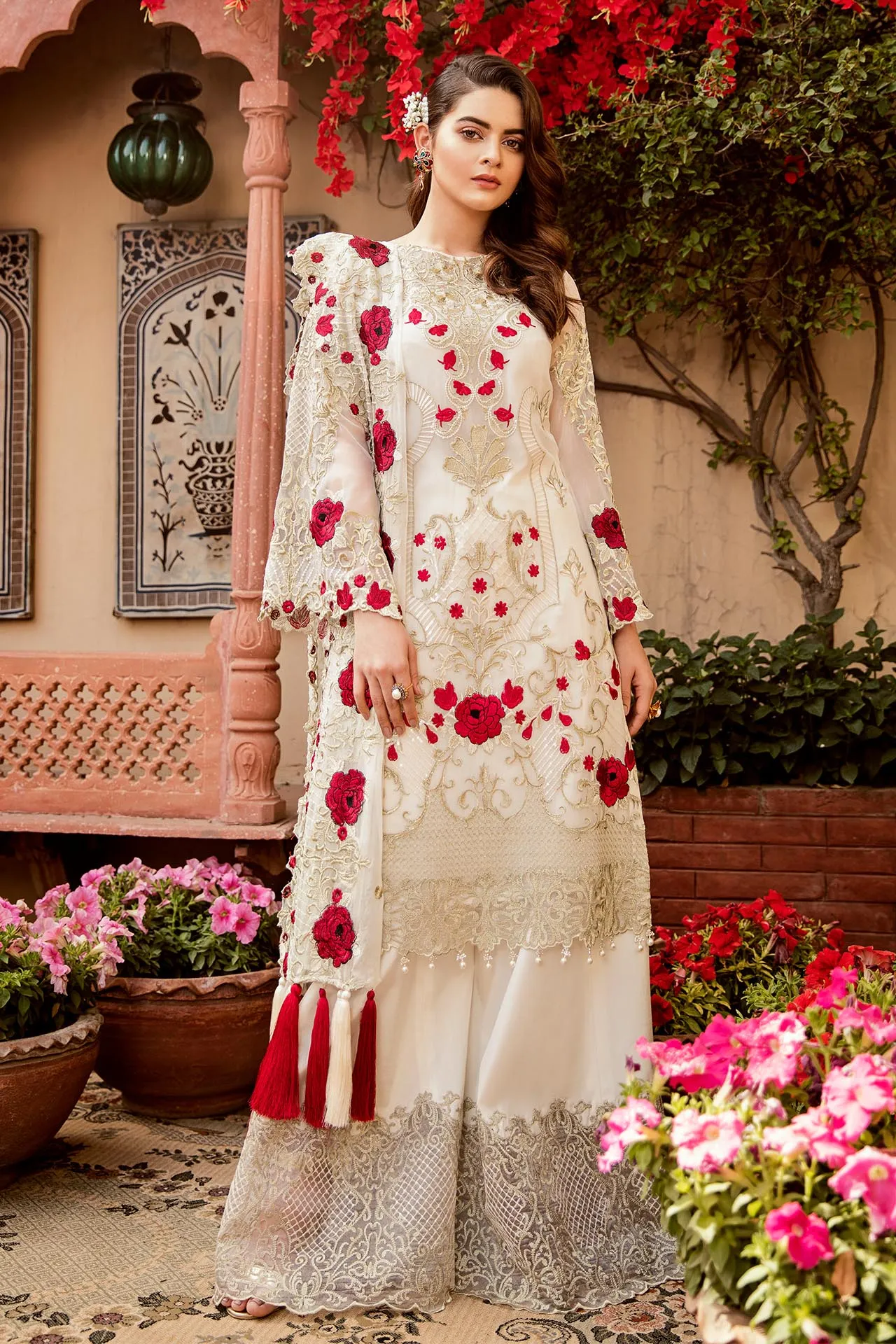 Imrozia Grandeur Ecstasy Luxury Eid Chiffon Collection 2019 – 701 The Milky Rose