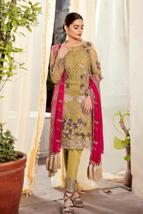 Imrozia Grandeur Ecstasy Luxury Eid Chiffon Collection 2019 – 708 The Olivine Splash