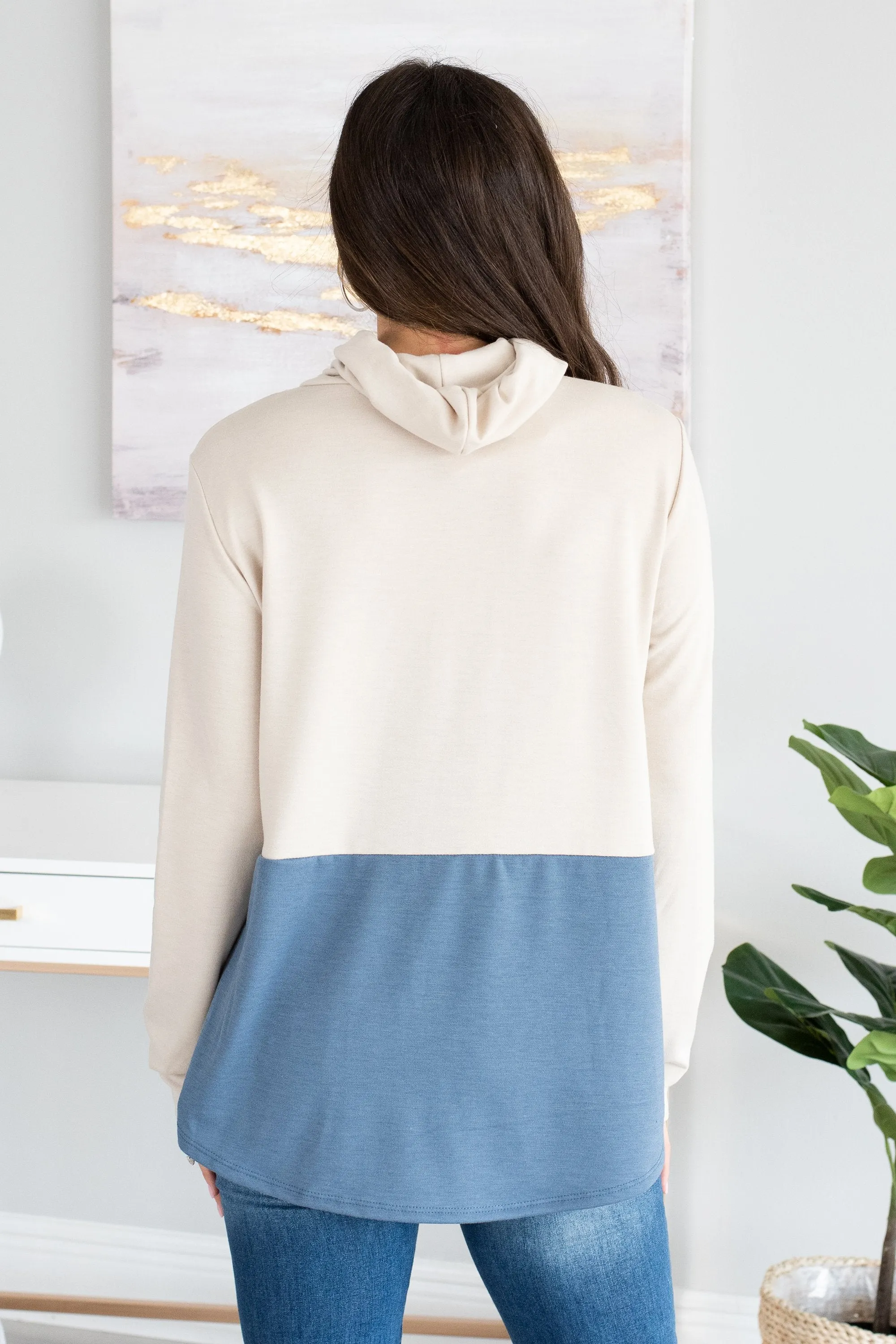 In My Head Denim Blue Colorblock Tunic