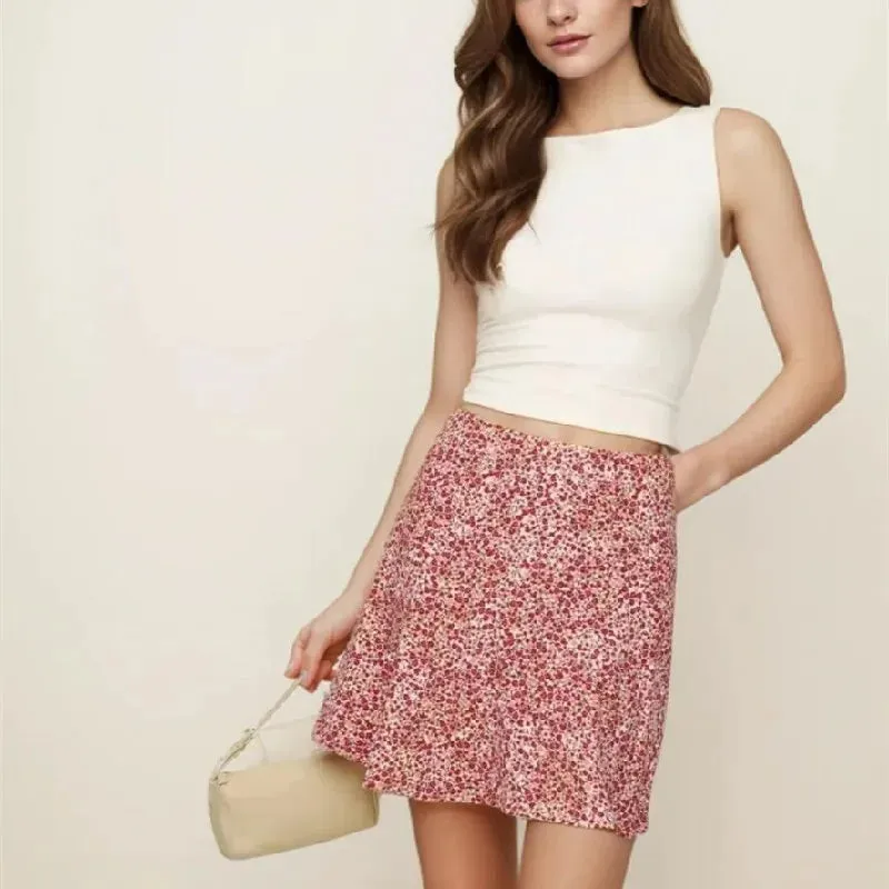 Ines Retro Floral Print Mini Skirt