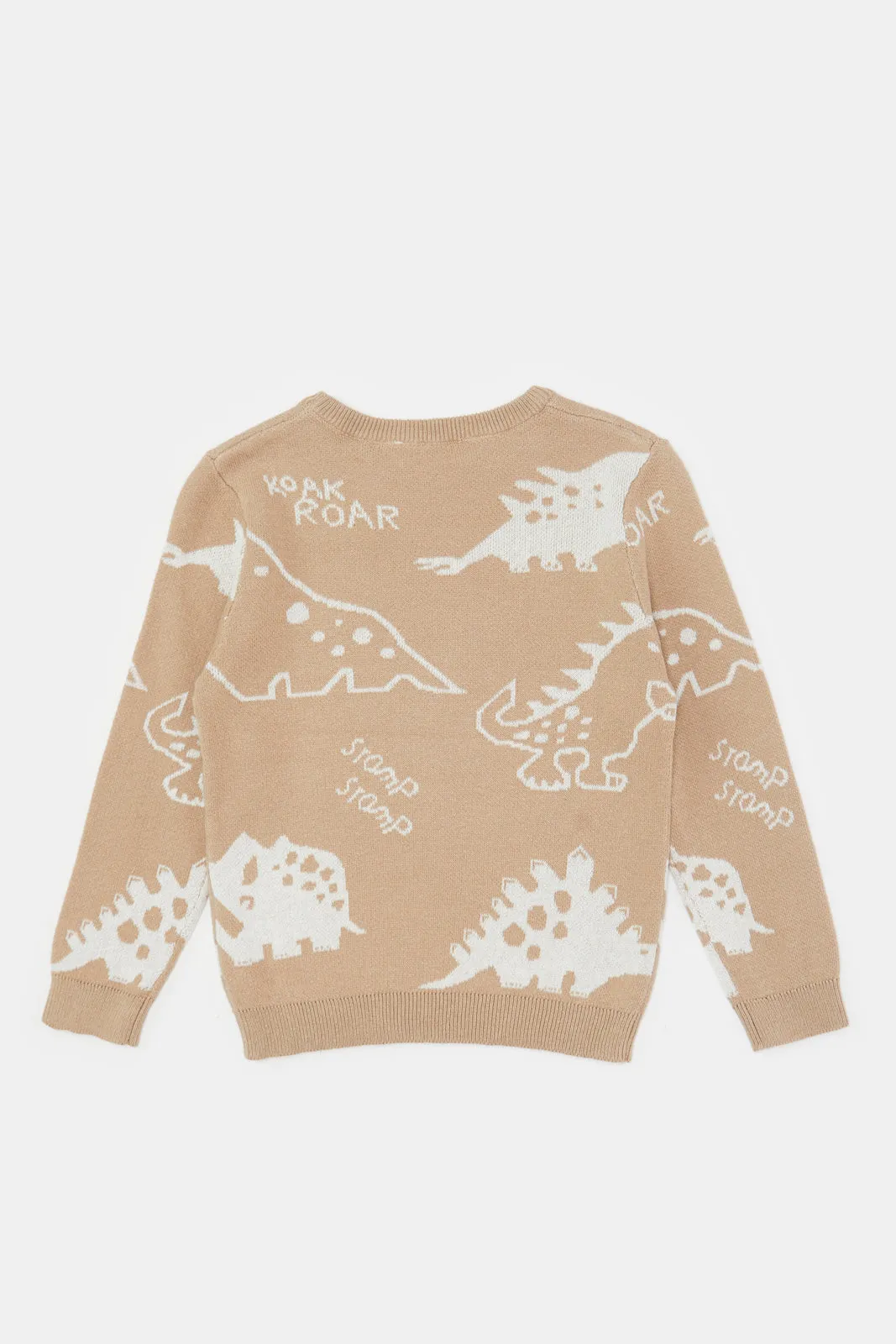 Infant Boys Beige Dino Knitted Pullover