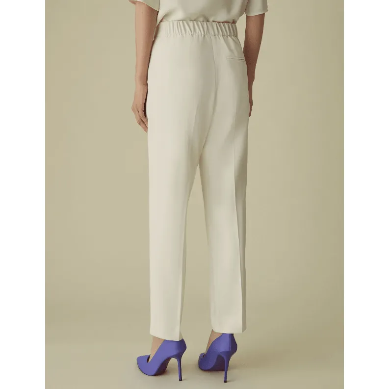 IZABEL Crepe Trousers Wool White