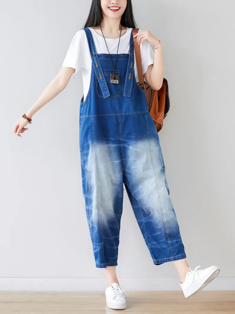 Just My Size Denim Cropped Overall Dungarees