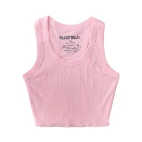 KatieJ NYC Tween Livi Ribbed Tank - Baby Pink