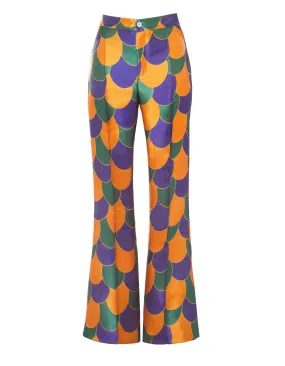 Kelly Purple Beach Print Silk jacquard Trousers