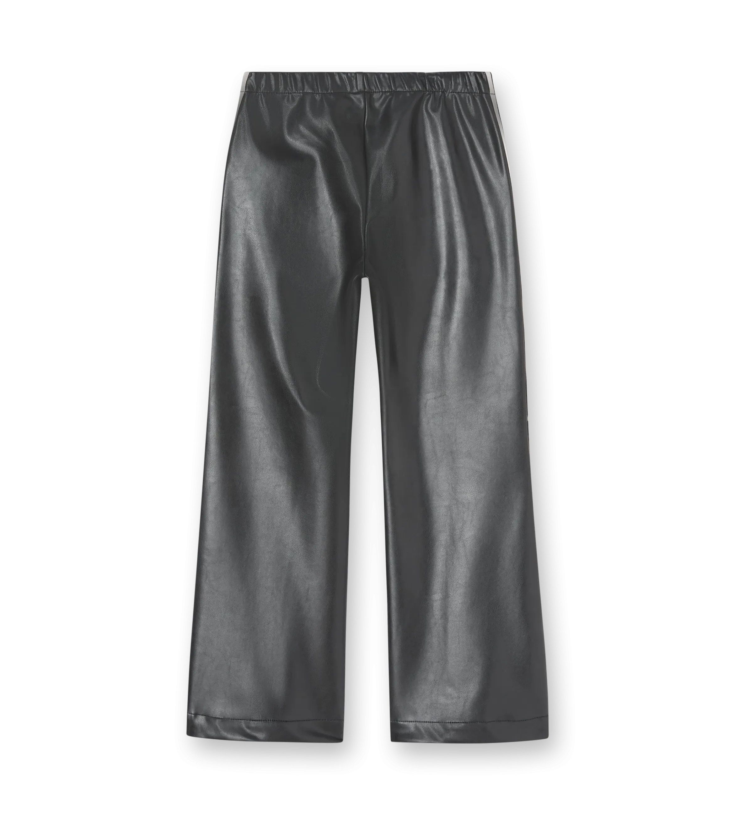 Leather Effect Track Flare Pants Black