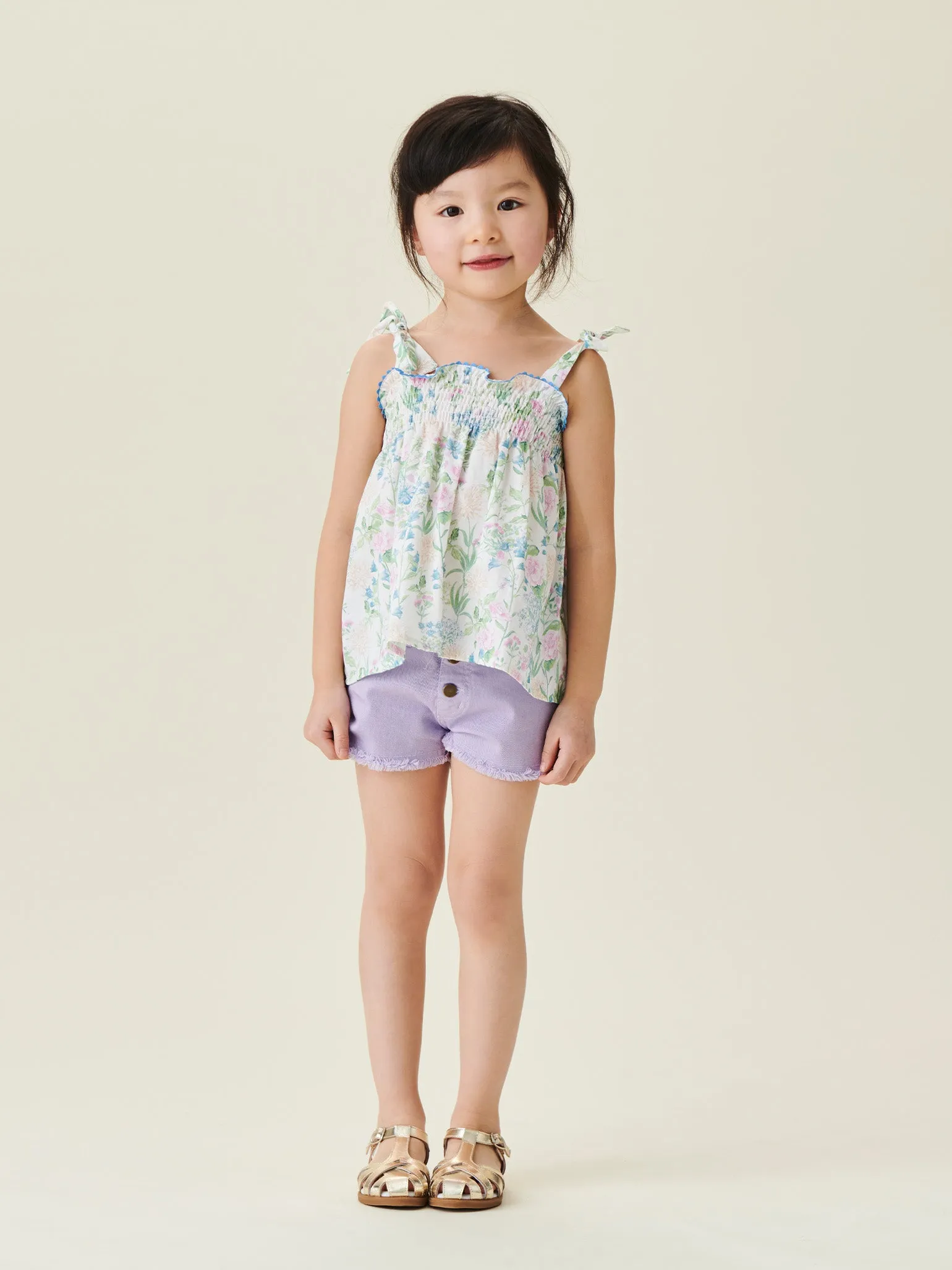 Lilac Fleca Girl Cotton Shorts