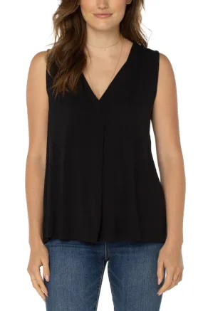 Liverpool Sleeveless V-Neck Knit Top Black