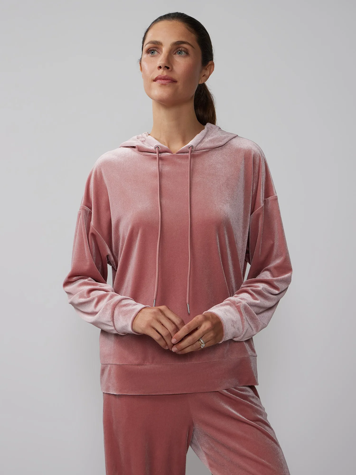 Long Sleeve Hooded Velour Pullover