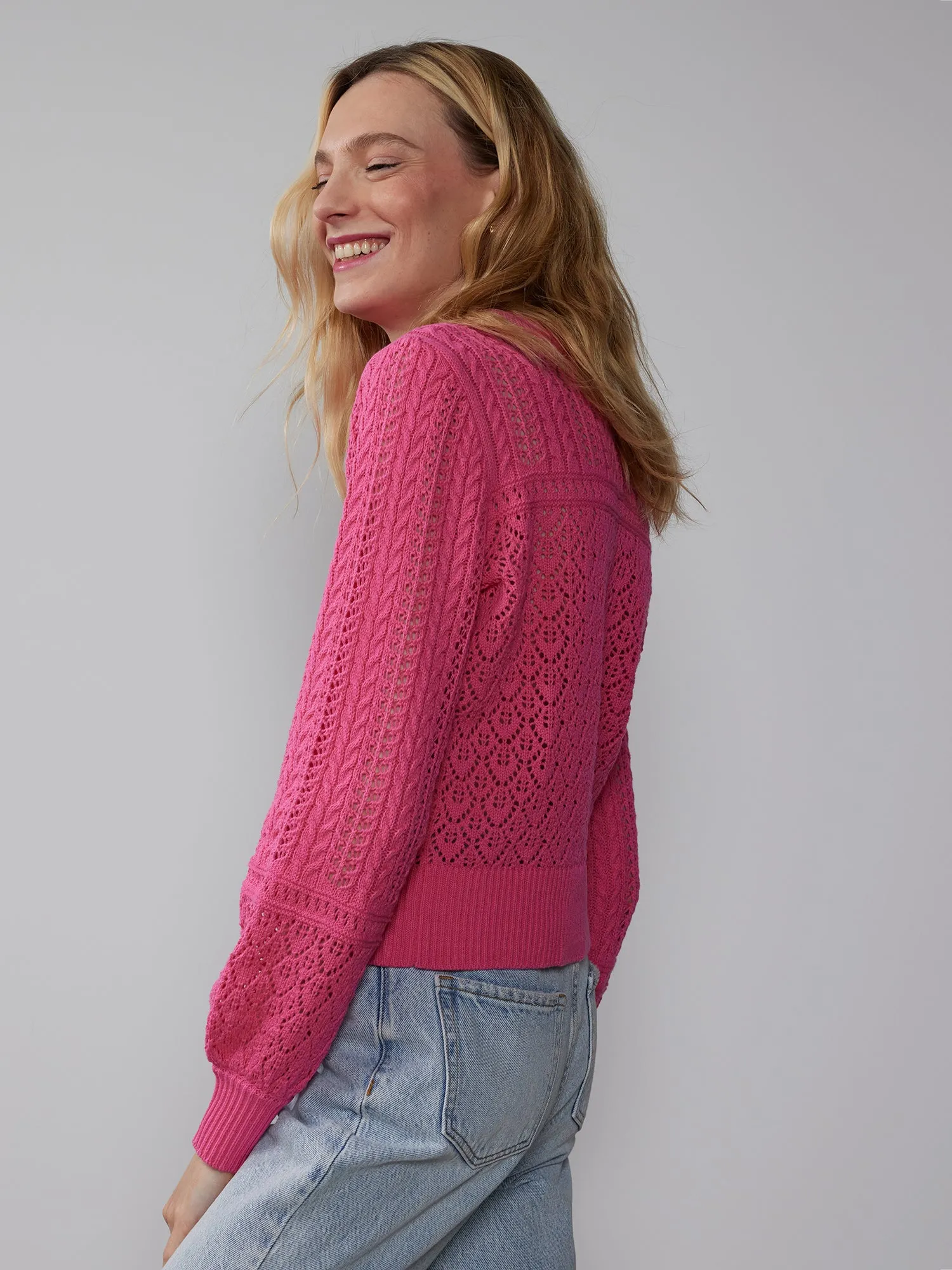 Long Sleeve Mix Pointelle Pullover