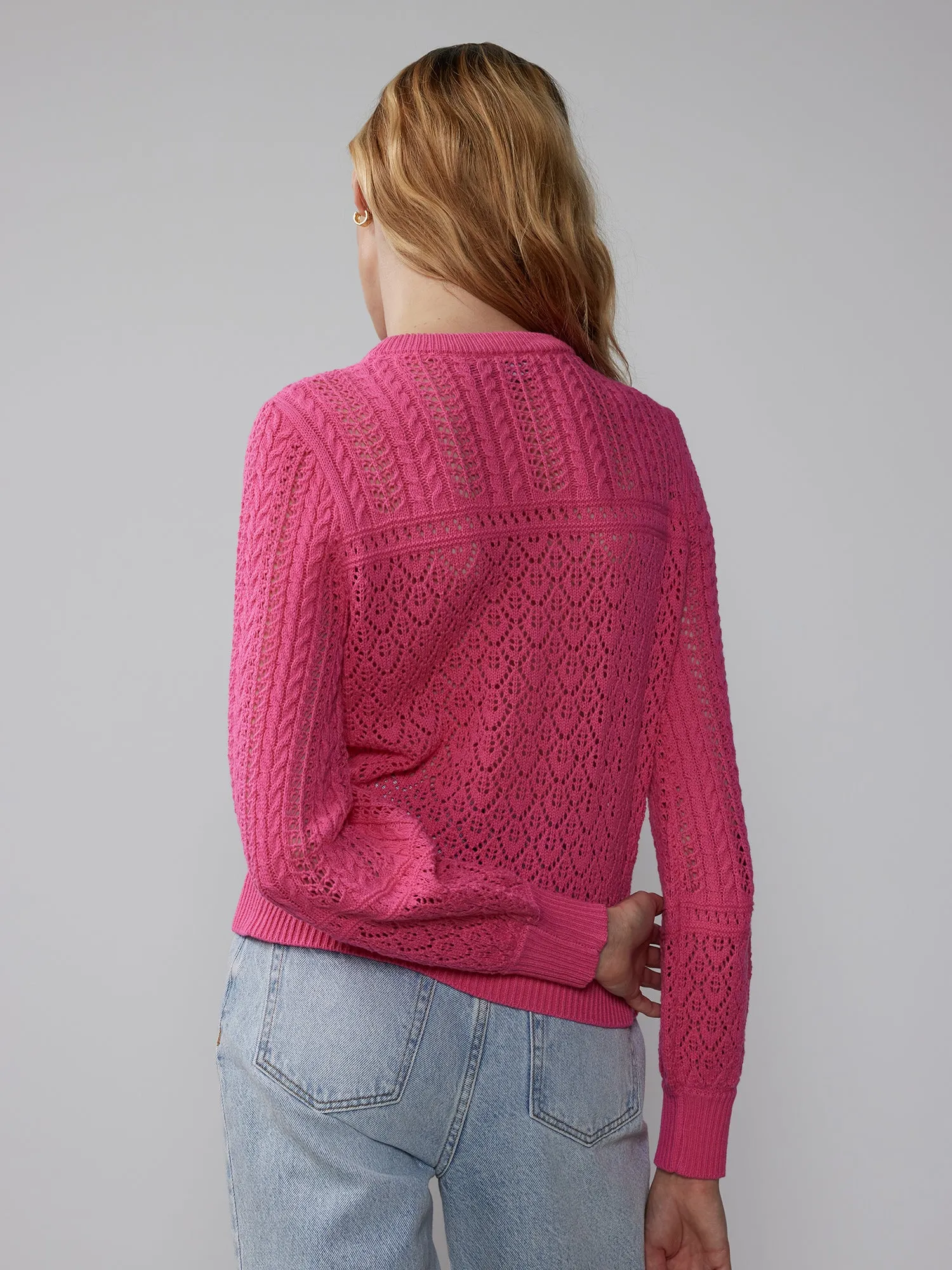 Long Sleeve Mix Pointelle Pullover