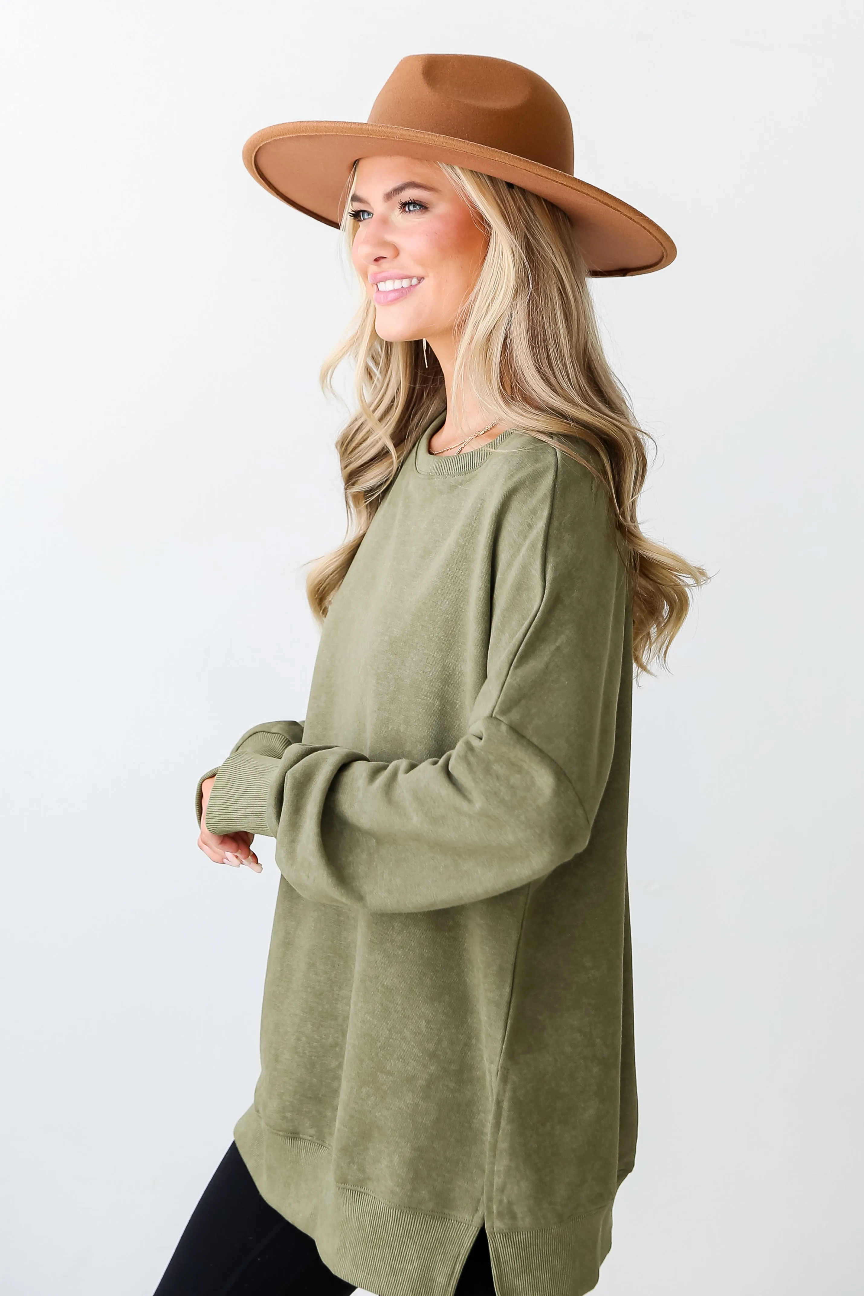 Looking To Snuggle Olive Oversized Pullover