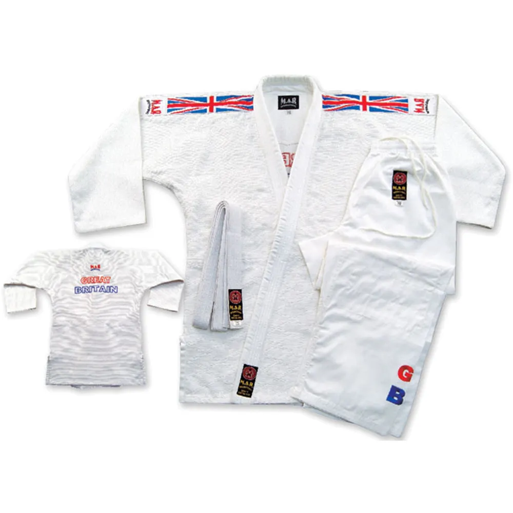 MAR-027 | White Great Britain Styled Judo/Jiu-Jitsu Competition Uniform   FREE BELT