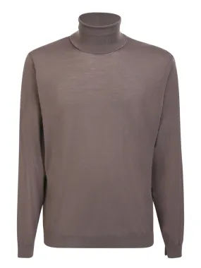 Mastic-colored merino wool turtleneck pullover