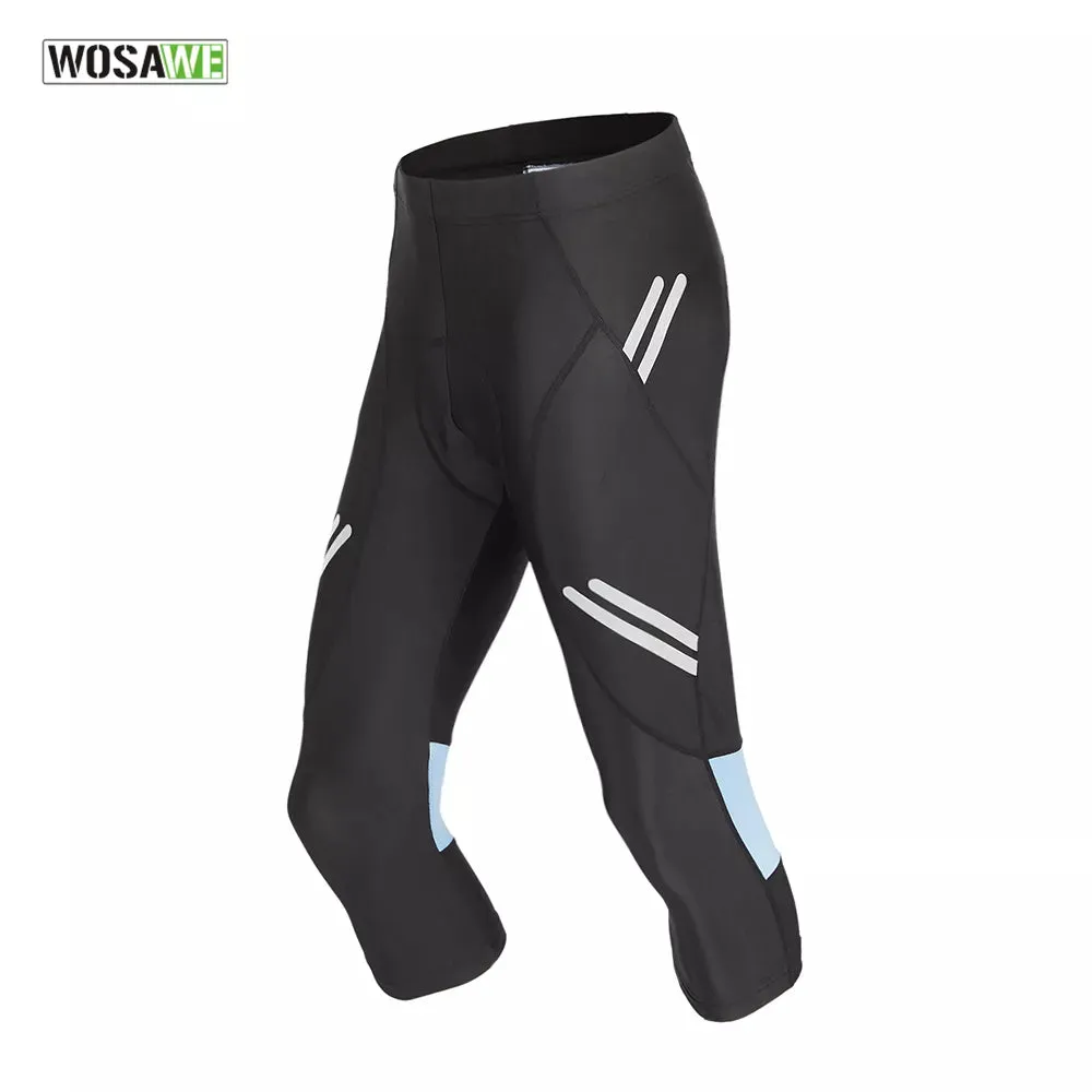 Men Cycling Pant 3/4 Elastic Gel Pad Shockproof Calf-Length Bicycle Pants MTB Bike Trousers Riding Cycling Tights