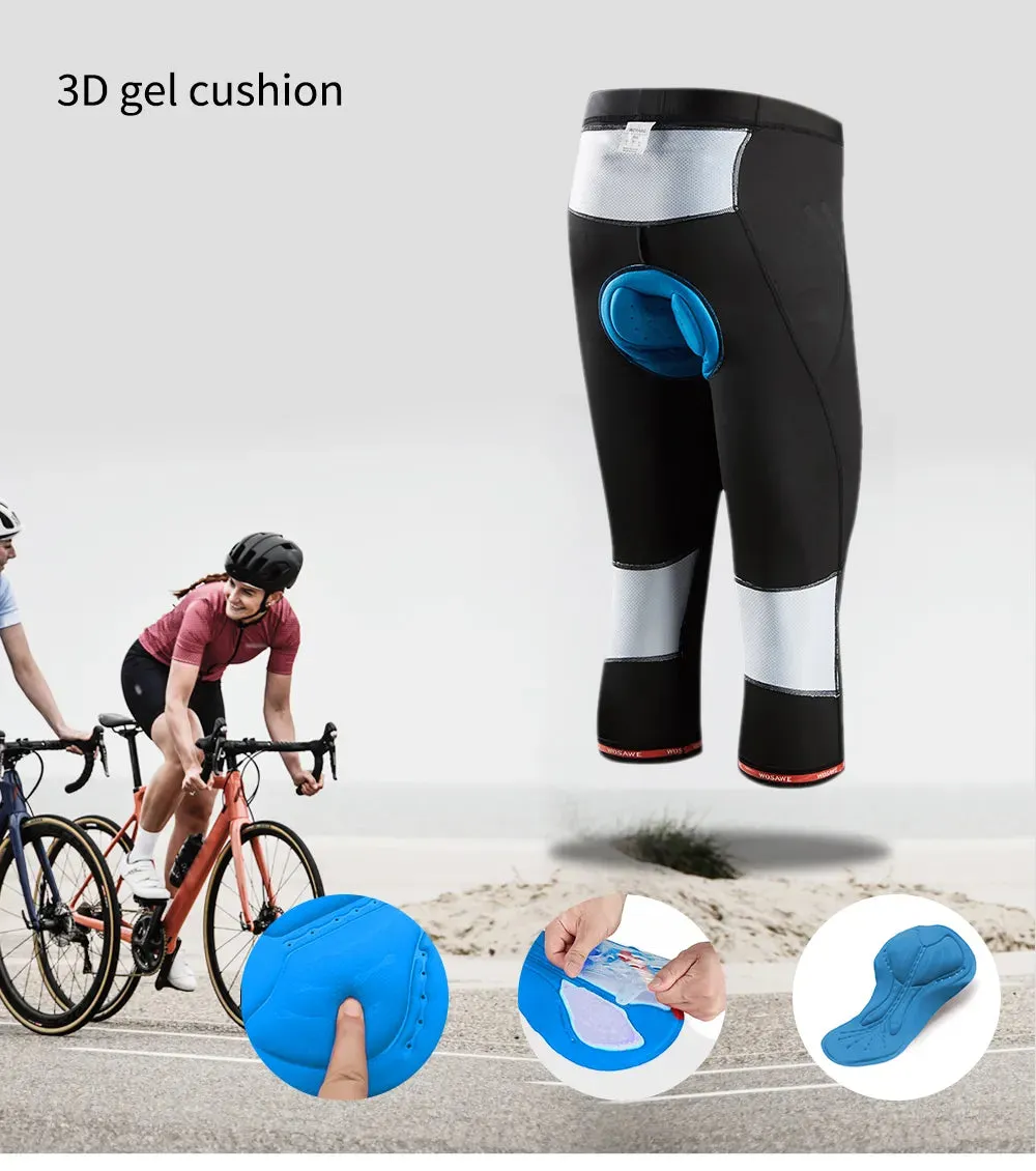 Men Cycling Pant 3/4 Elastic Gel Pad Shockproof Calf-Length Bicycle Pants MTB Bike Trousers Riding Cycling Tights