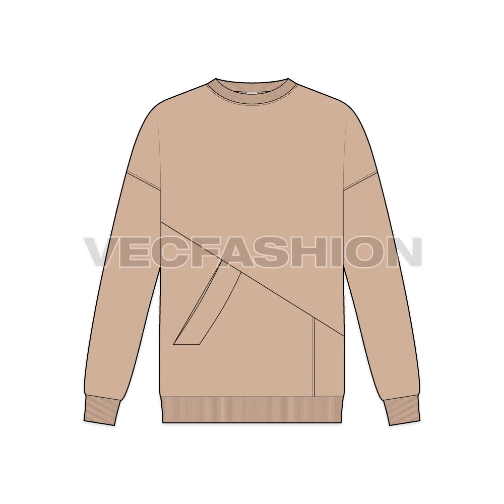 Men Oversized Sweater Flat Sketch