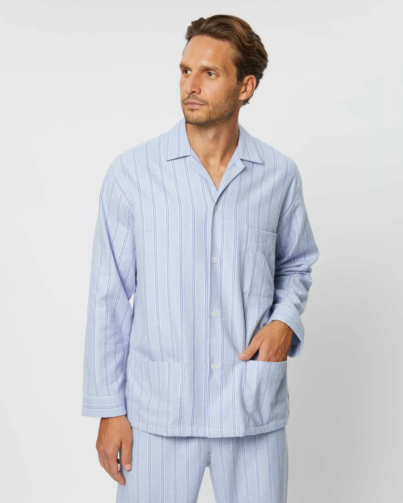 Men's Brushed Cotton Pyjamas - Aviemore Stripe