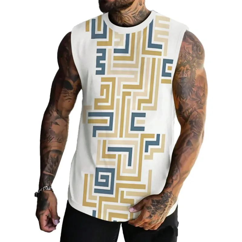 Men's Greek Maze Printed Casual Tank 23793597L