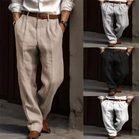 Men's Linen Double Pleated Trousers