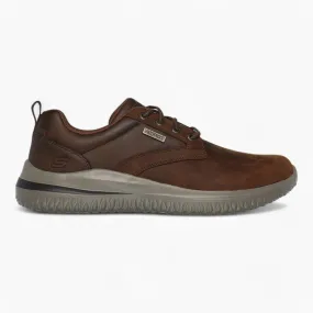 Men's Skechers Delson 3.0 - Glavine Brown Leather Trainers – Waterproof & Air-Cooled Comfort