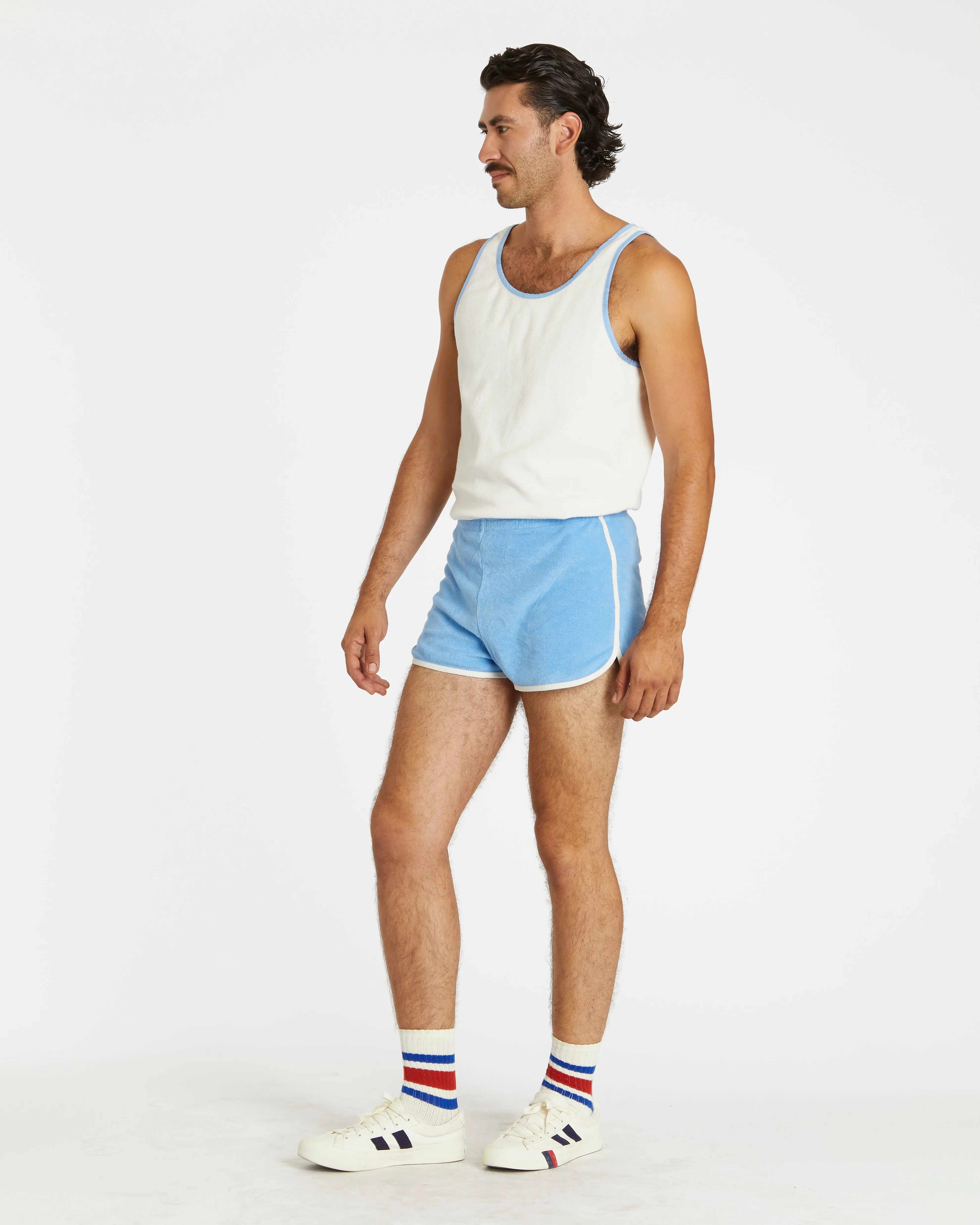 Men's Terry Tank (Cream/Blue Poppy)