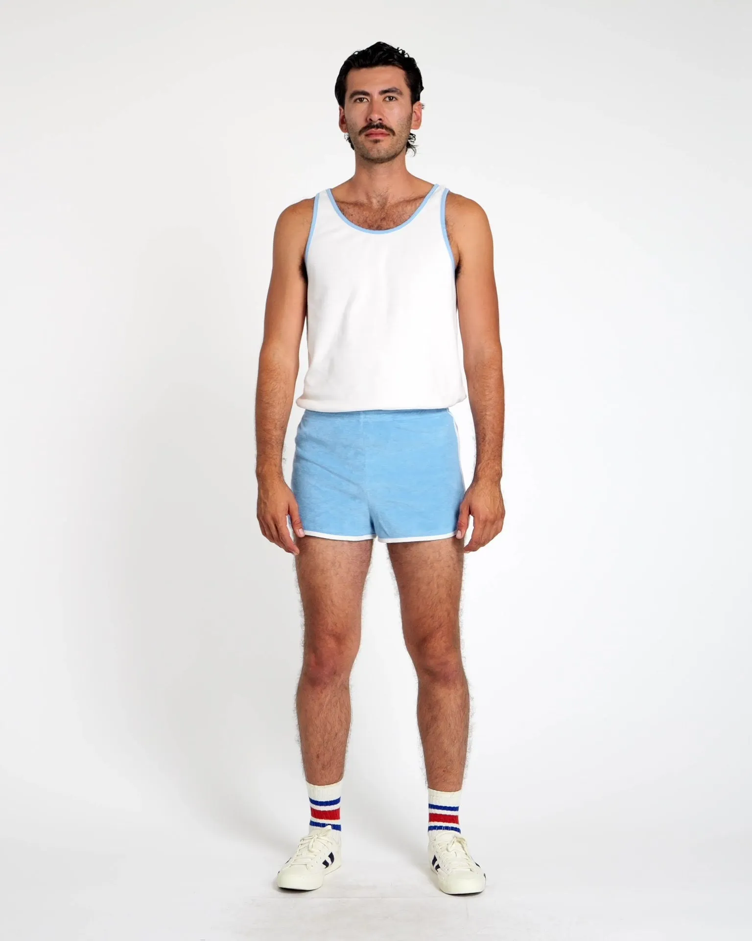 Men's Terry Tank (Cream/Blue Poppy)