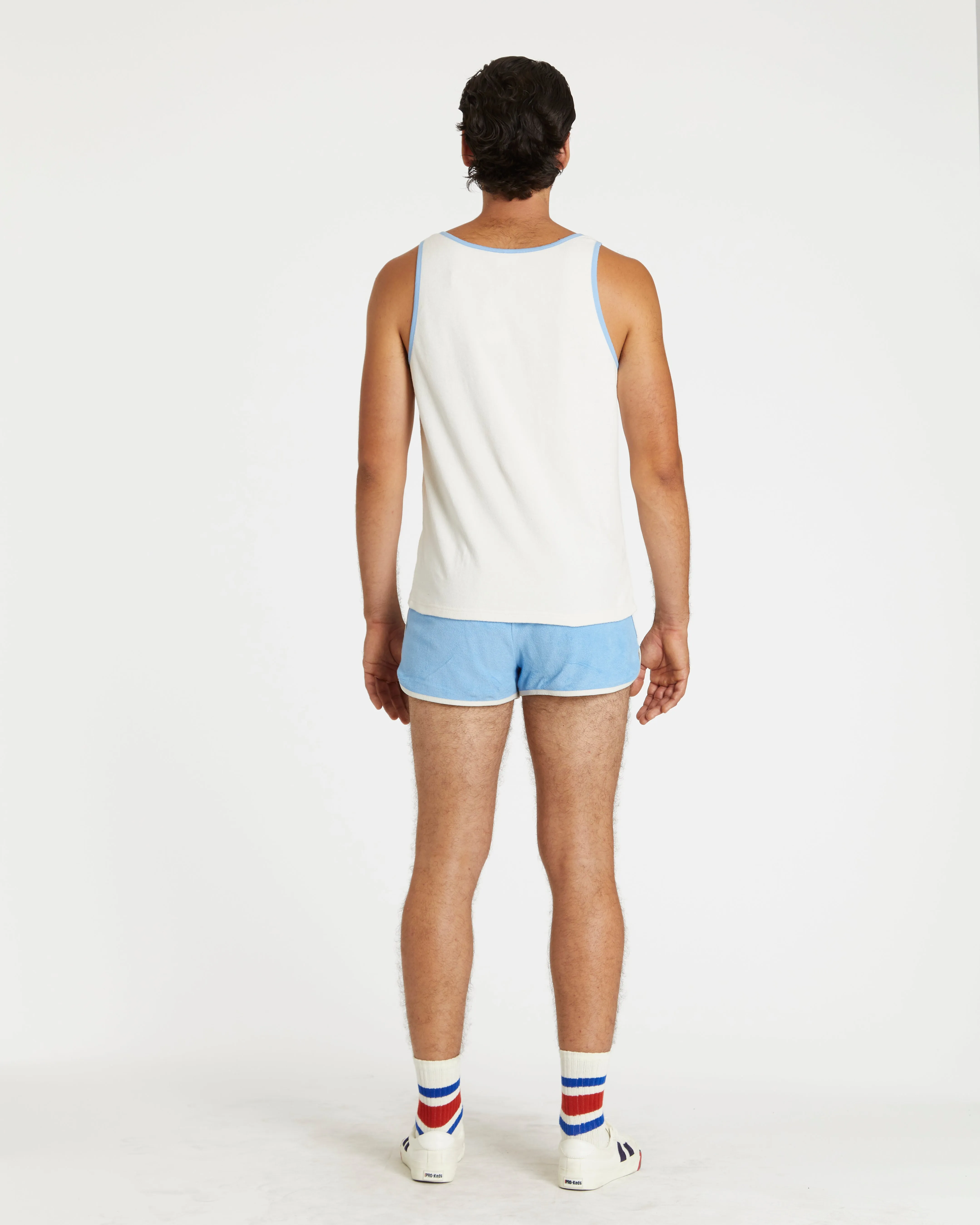 Men's Terry Tank (Cream/Blue Poppy)