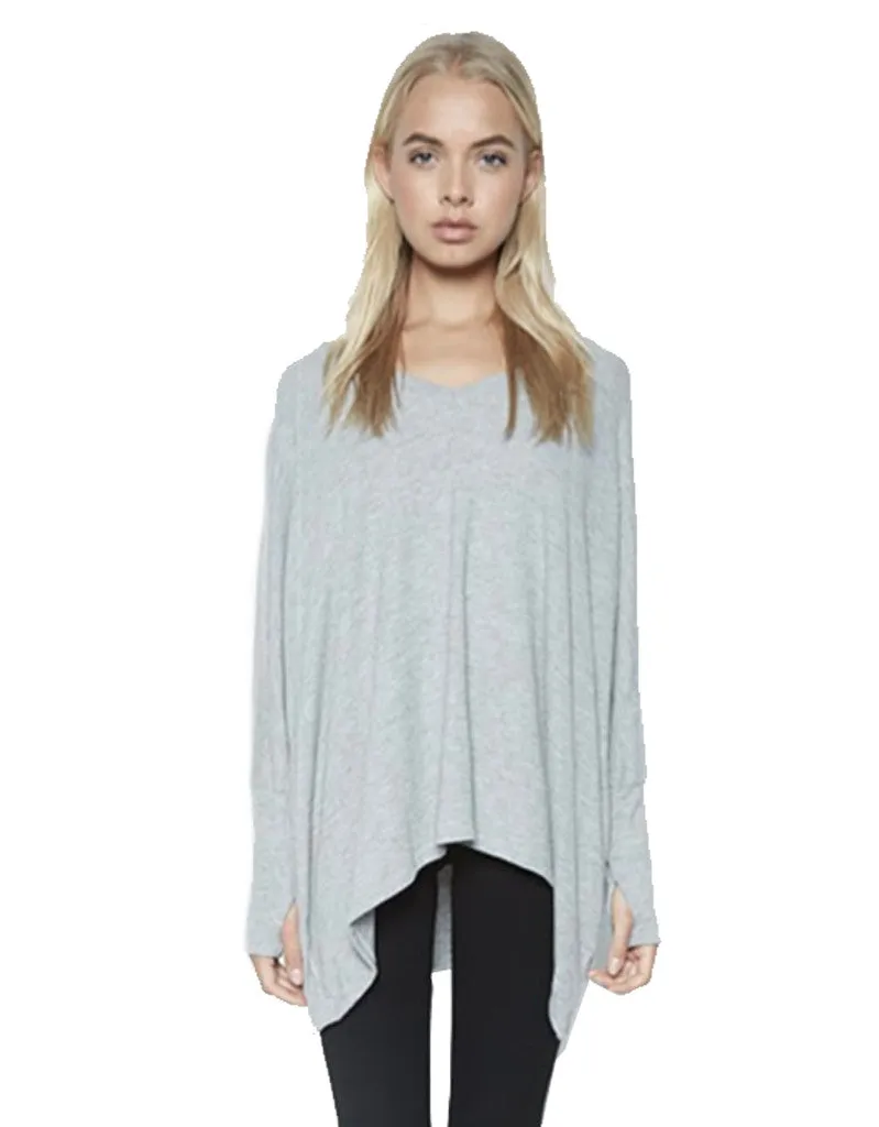 Michael Lauren Harman Oversized Pullover w/Thumbholes in Heather Grey