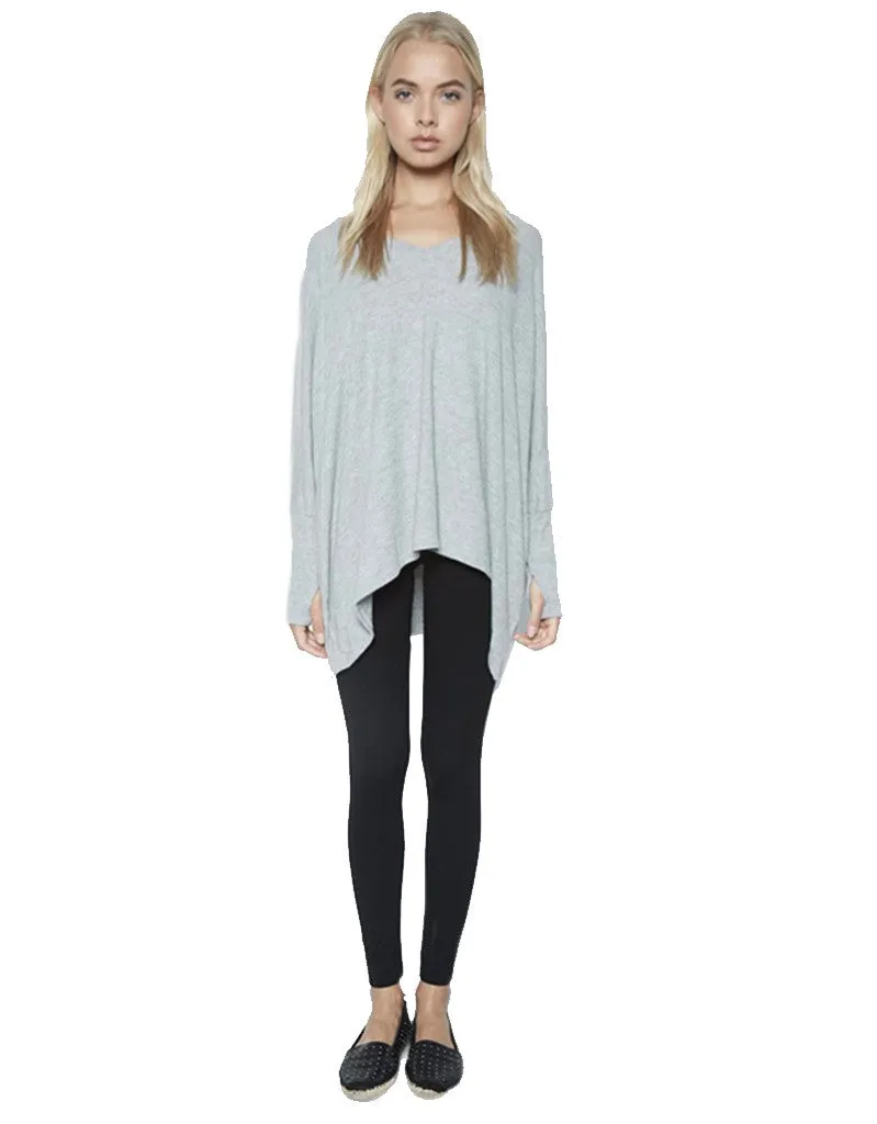 Michael Lauren Harman Oversized Pullover w/Thumbholes in Heather Grey