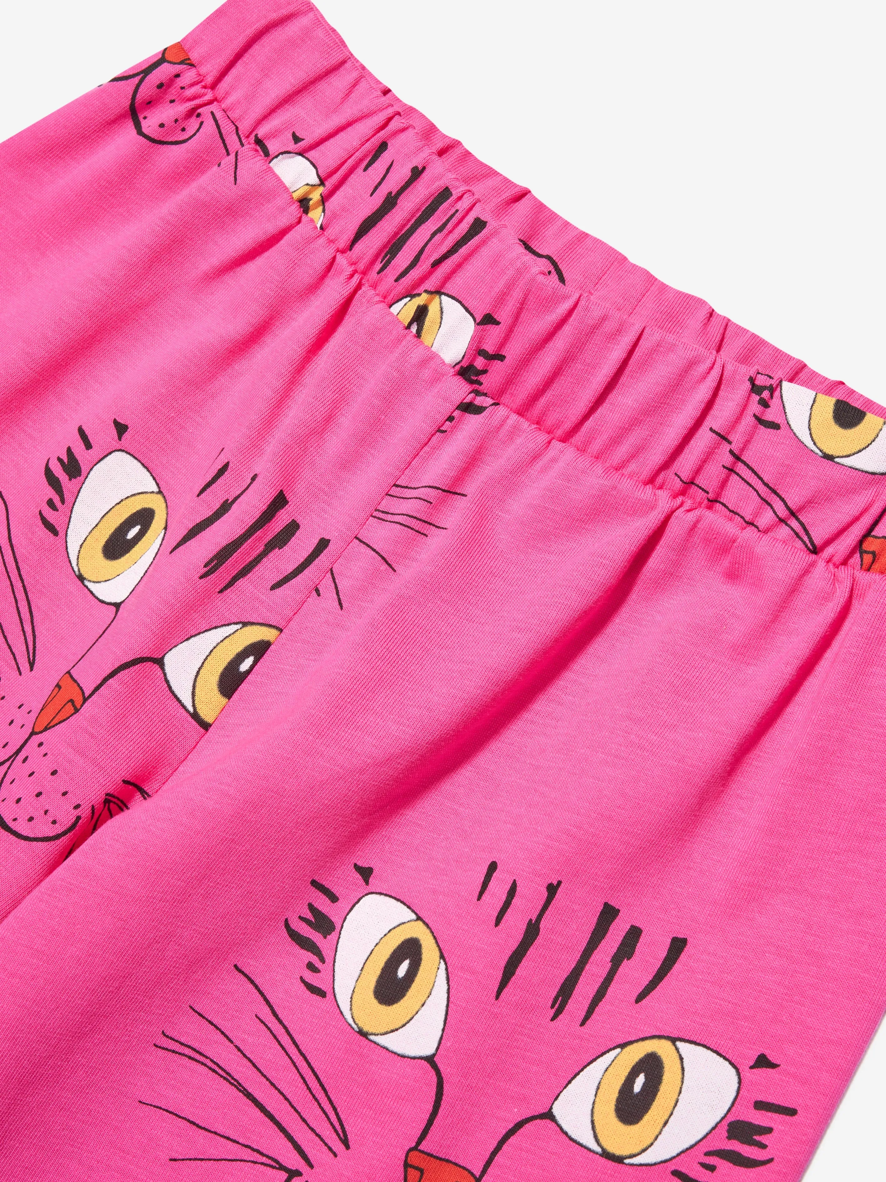 Mini Rodini Girls Cat Face Trousers in Pink