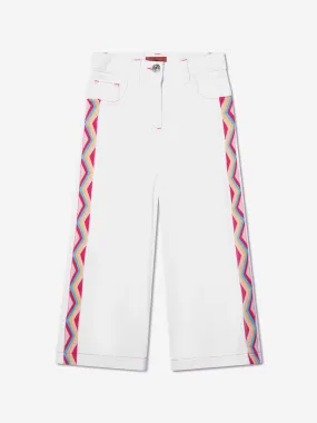 Missoni Girls Zig Zag Wide Leg Trousers in White