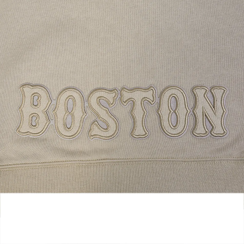 MLB BOSTON RED SOX NEUTRAL WOMEN'S CROPPED PO HOODIE (TAUPE)