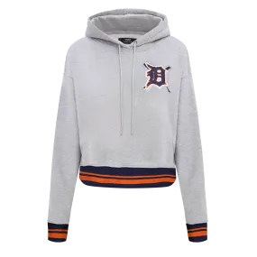 MLB DETROIT TIGERS MASHUP WOMEN'S RIB CROPPED PO HOODIE (HEATHER GREY/MIDNIGHT NAVY/ORANGE)