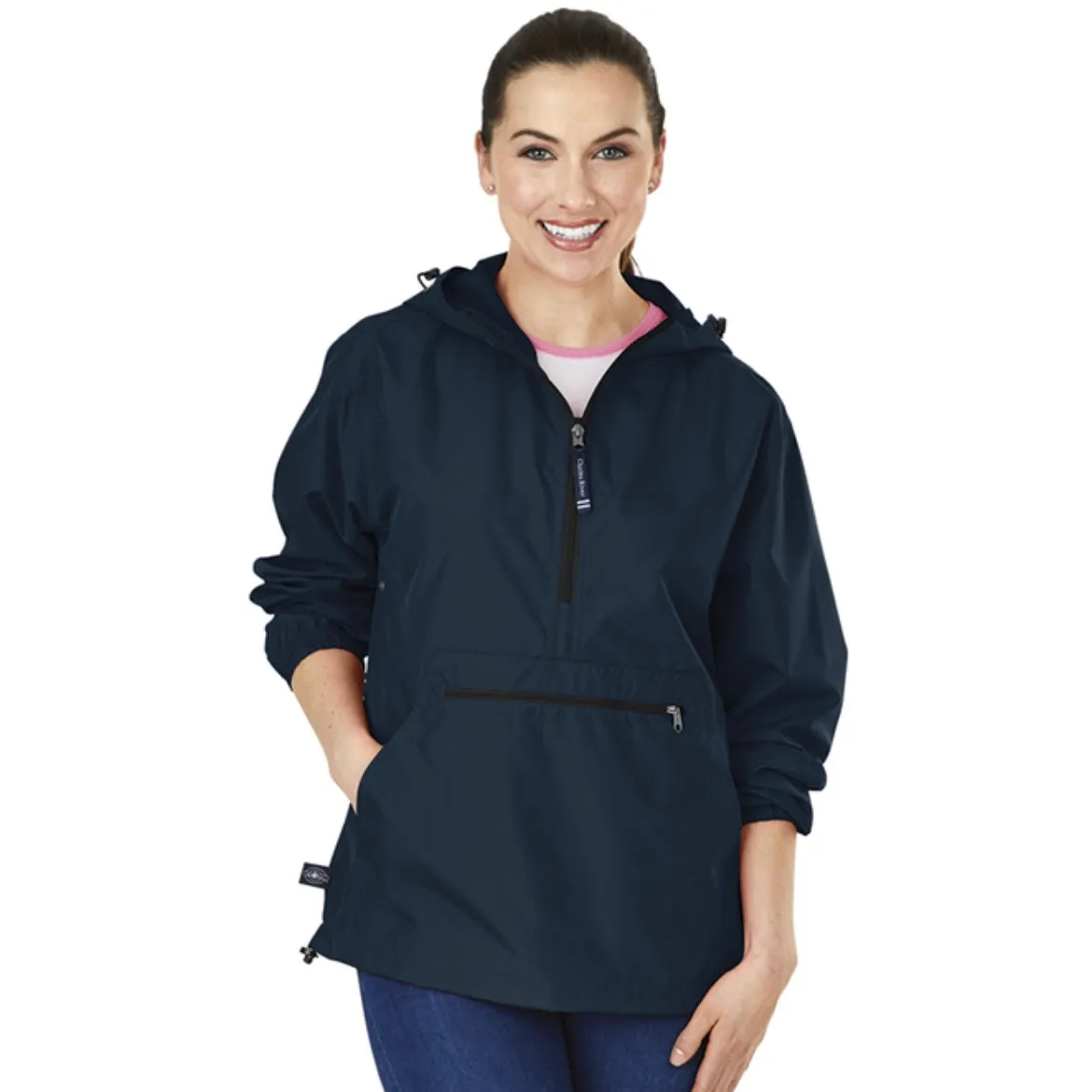 MONOGRAM NAVY ADULT  RAIN PULLOVER