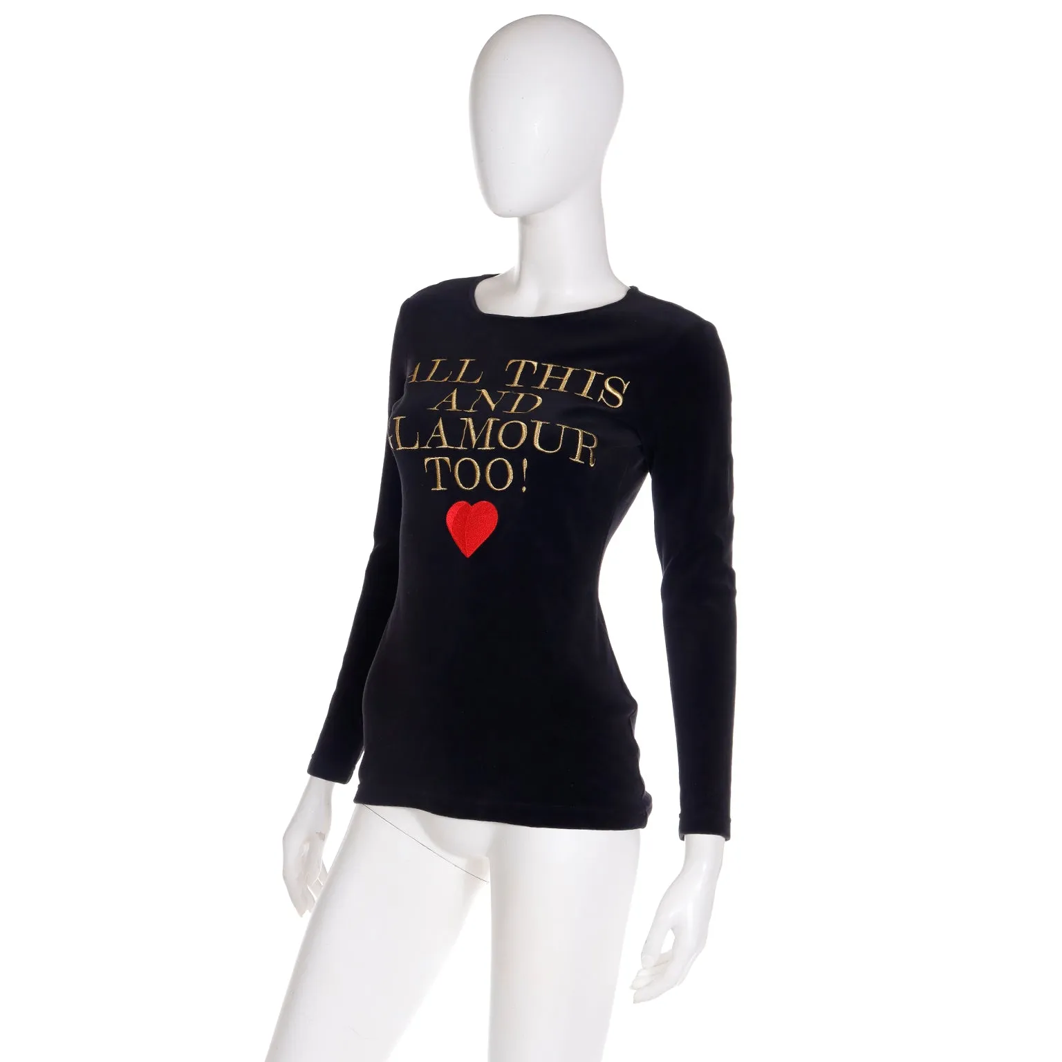 Moschino Vintage All This and Glamour Too Black Gold & Red Top