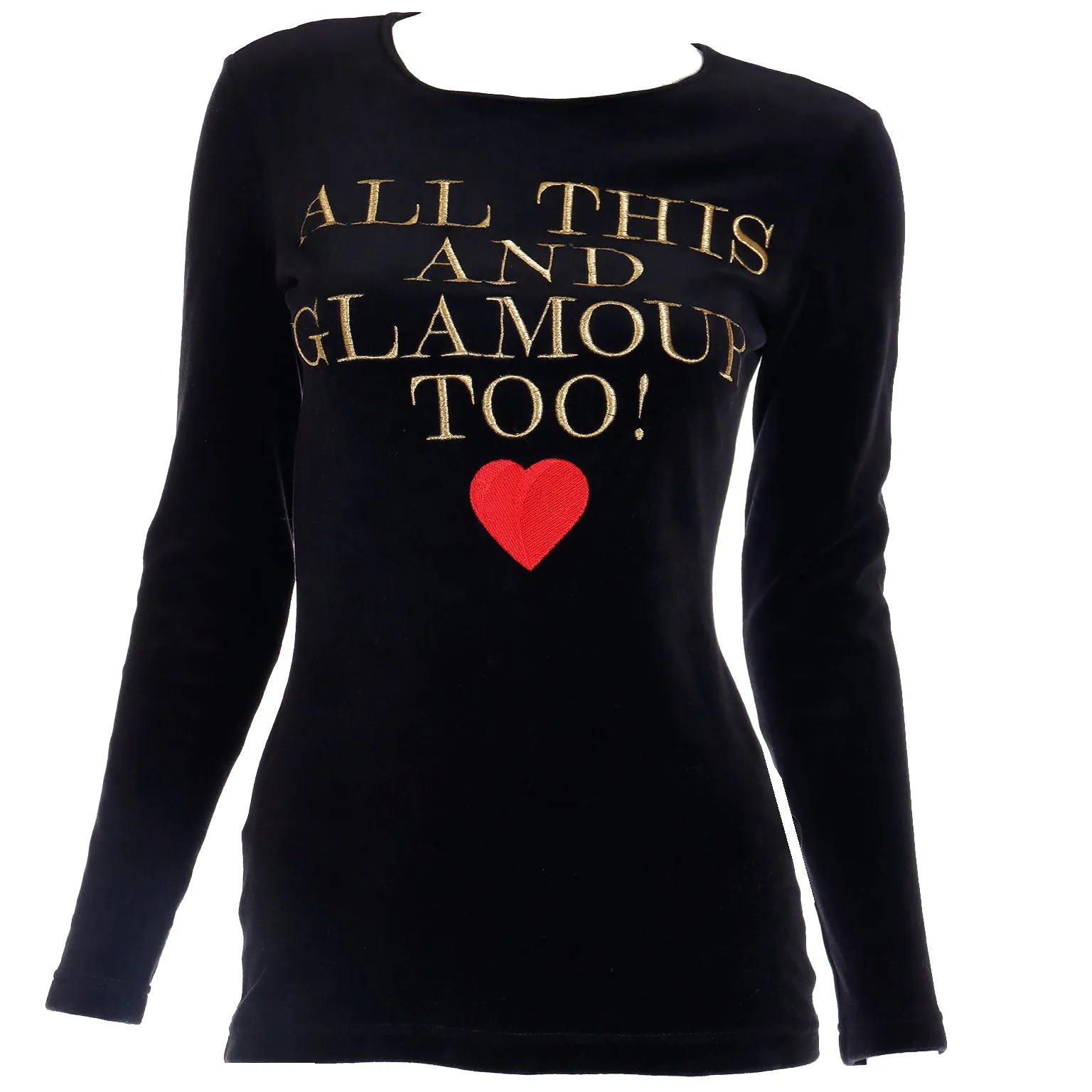 Moschino Vintage All This and Glamour Too Black Gold & Red Top