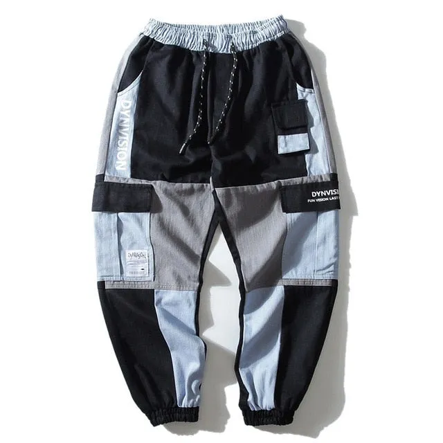 Multi Pocekts Color Block Patchwork Jogger