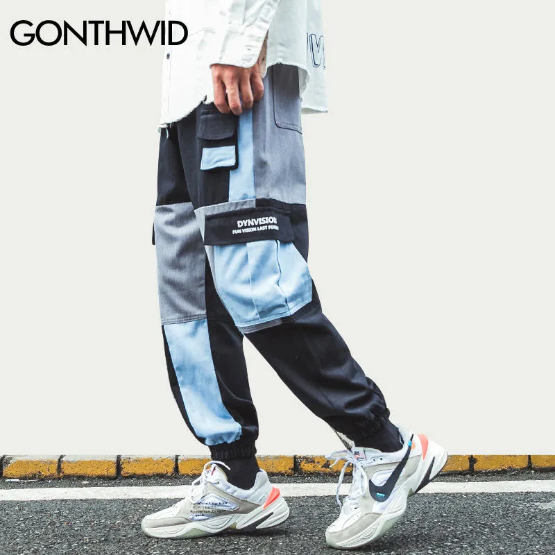 Multi Pocekts Color Block Patchwork Jogger