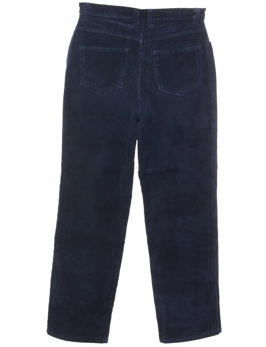 Navy Corduroy Straight-Fit Trousers - W30 L27