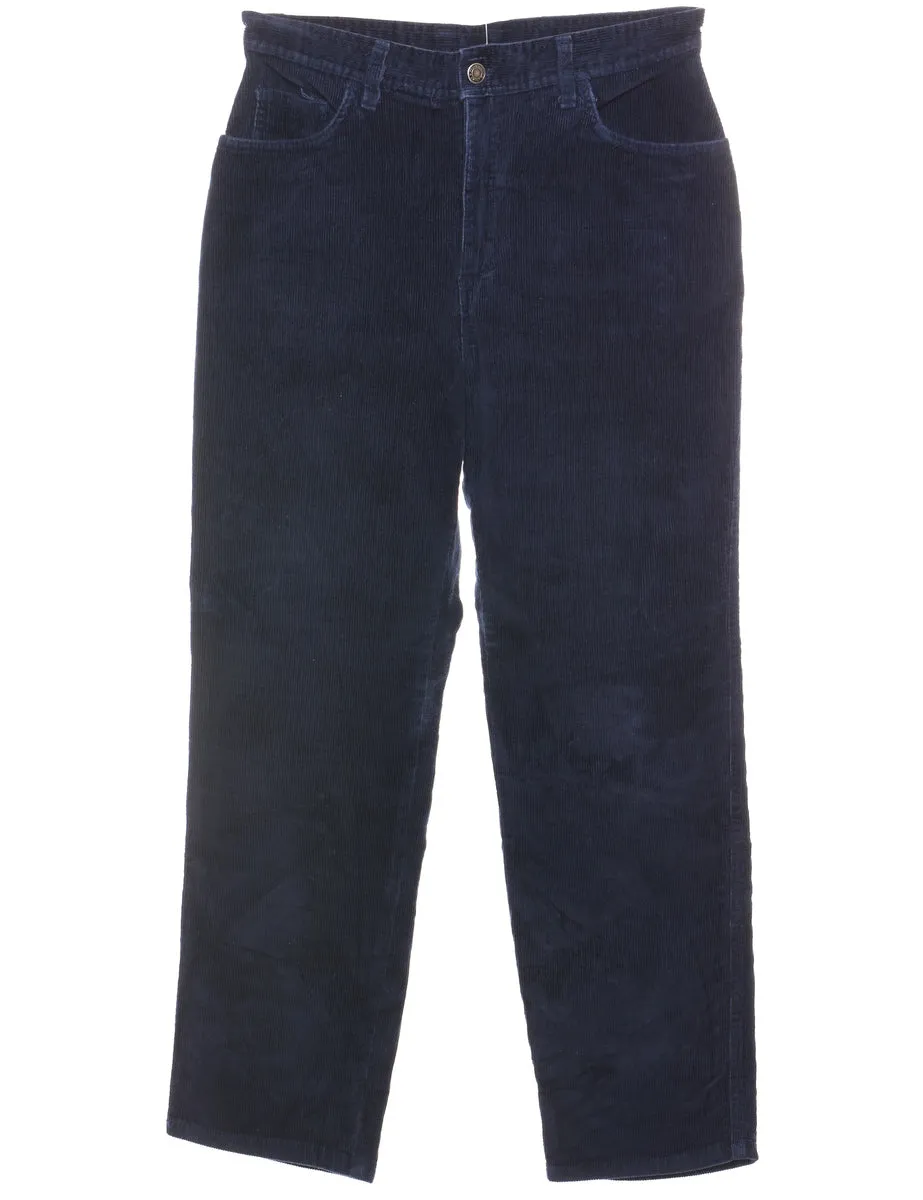 Navy Corduroy Straight-Fit Trousers - W30 L27